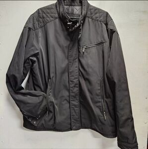 STRUCTURE Black Quilt Lined Racer Jacket Mens/Unisex XL Retro 80s 90s Style
